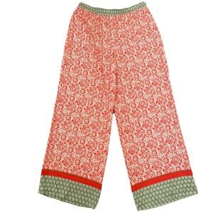 Cato Boho Women’s Pants Large Boho Pull On Wide Leg High Waist Orange Crepe